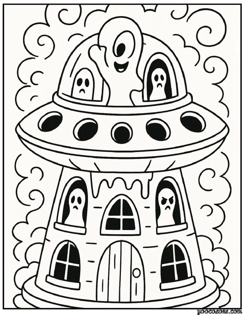 Halloween Coloring Pages Haunted House – Free Printables & Spooky Fun 11 Alien Haunted House halloween coloring pages haunted house.webp 1 pdf
