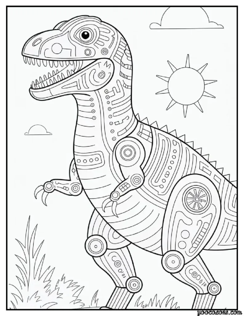 Dinosaur Robot Coloring Pages – Free & Printable Fun 7 Dinosaur Robot Coloring Pages Mandala Cyber Dino Adult Style.webp pdf