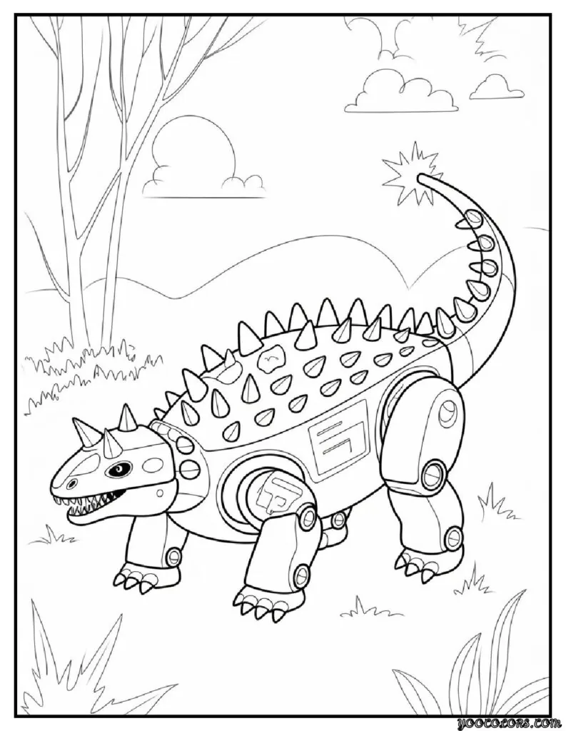 Dinosaur Robot Coloring Pages – Free & Printable Fun 3 Dinosaur Robot Coloring Pages ankylosaurus tank bot.webp pdf