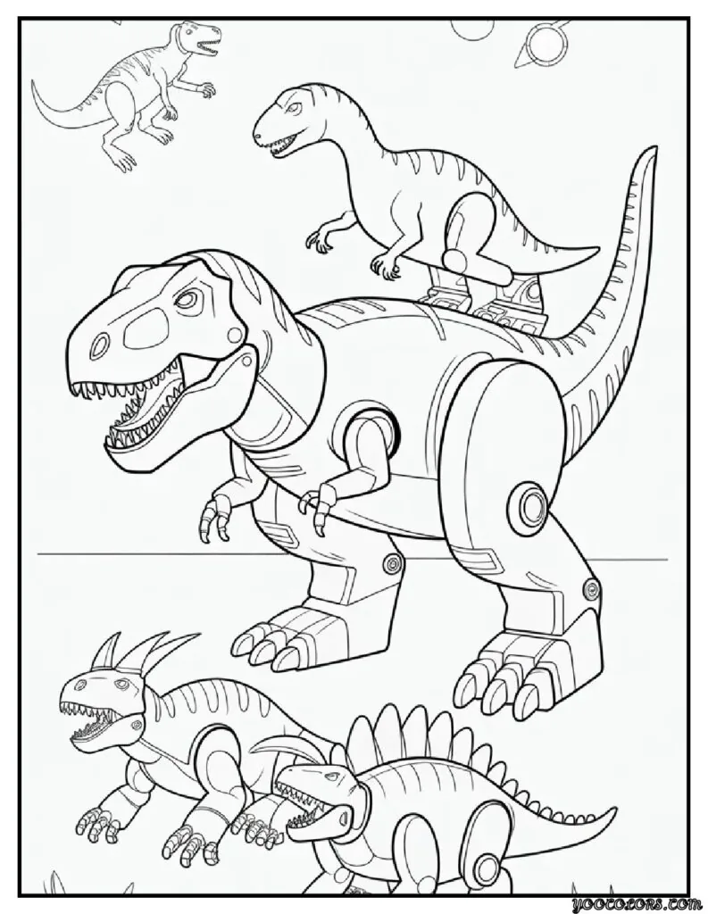 Dinosaur Robot Coloring Pages – Free & Printable Fun 5 Dinosaur Robot Coloring Pages dino fusion bot team.webp pdf