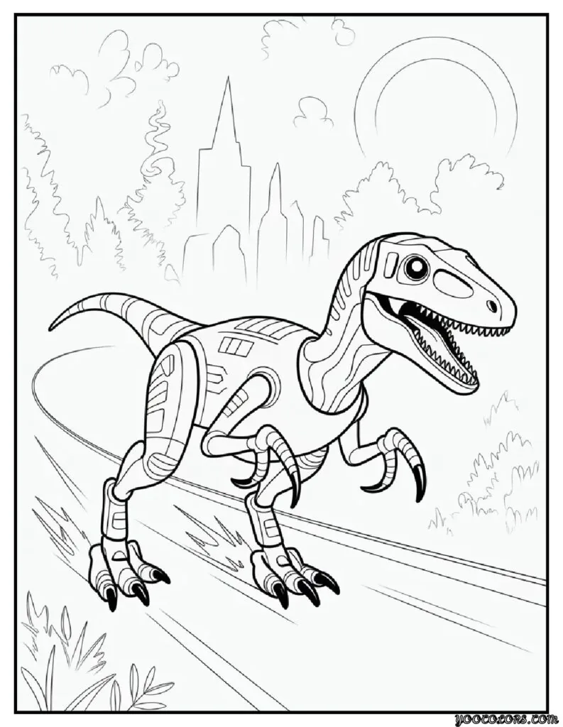 Dinosaur Robot Coloring Pages – Free & Printable Fun 11 Dinosaur Robot Coloring Pages velociraptor speed droid.webp pdf