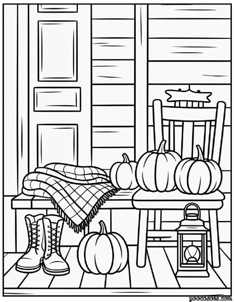 Thanksgiving Coloring Pages for Adults – Mindful, Modern & Perfect for Cozy Fall Nights 8 Farmhouse Porch.webp pdf