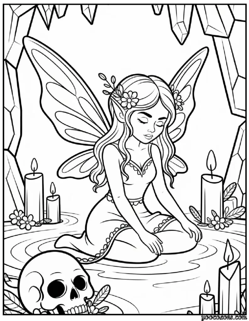 Gothic Fairy Coloring Pages: A Magical & Spooky Coloring Adventure 5 Gothic fairy coloring pages Crystal Cave Gothic Fairy.webp pdf