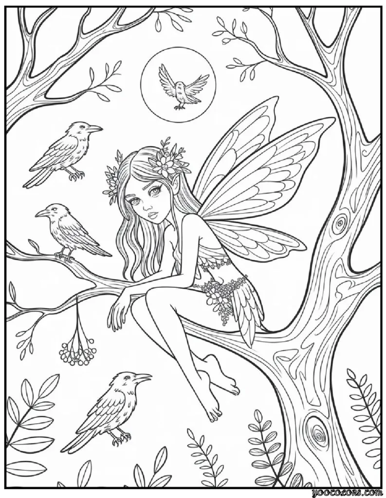 Gothic Fairy Coloring Pages: A Magical & Spooky Coloring Adventure 7 Gothic fairy coloring pages Gothic Fairy in a Moonlit Forest.webp pdf