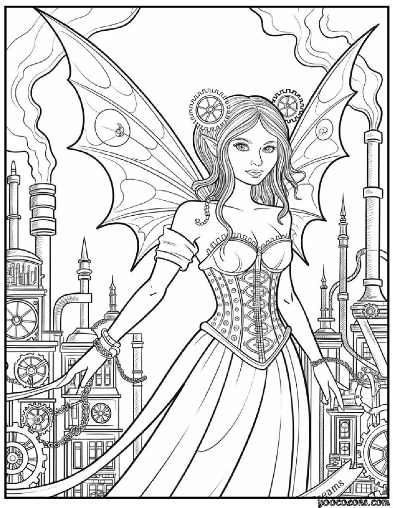 Gothic Fairy Coloring Pages: A Magical & Spooky Coloring Adventure 11 Gothic fairy coloring pages Steampunk Gothic Fairy.webp pdf