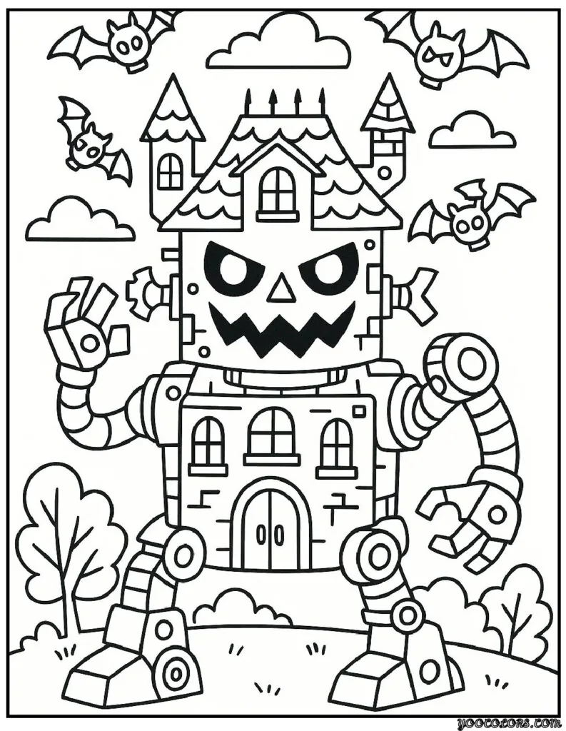 Halloween Coloring Pages Haunted House – Free Printables & Spooky Fun 8 Halloween Coloring Pages Haunted House Robot Haunted House.webp pdf