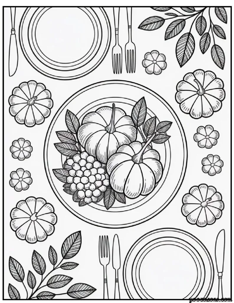 Thanksgiving Coloring Pages Printable – Free, Fun, and Festive Ideas for Kids & Adults 5 Harvest Table Overhead.webp pdf
