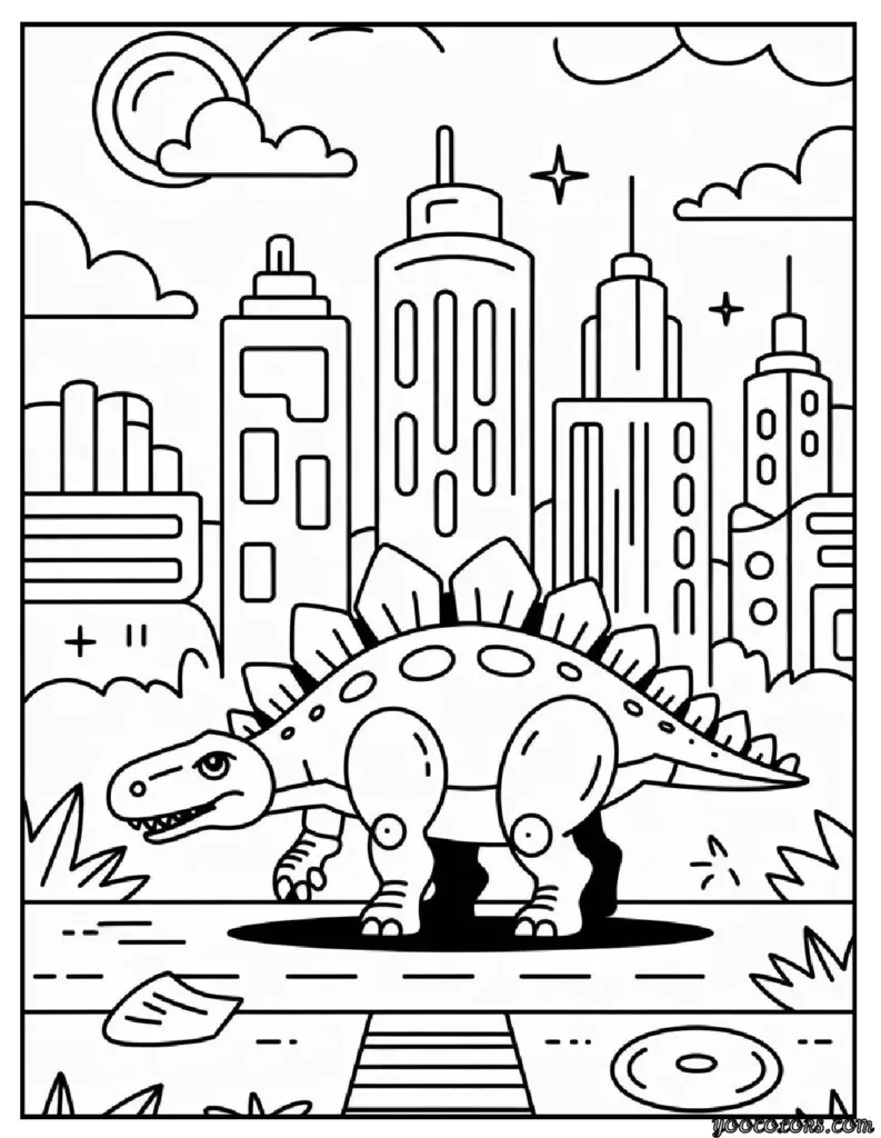 Stegosaurus Coloring Page: Fun, Creative, and Educational Dinosaur Printables 17 Stegosaurus coloring pages Cyberpunk Stegosaurus City pdf
