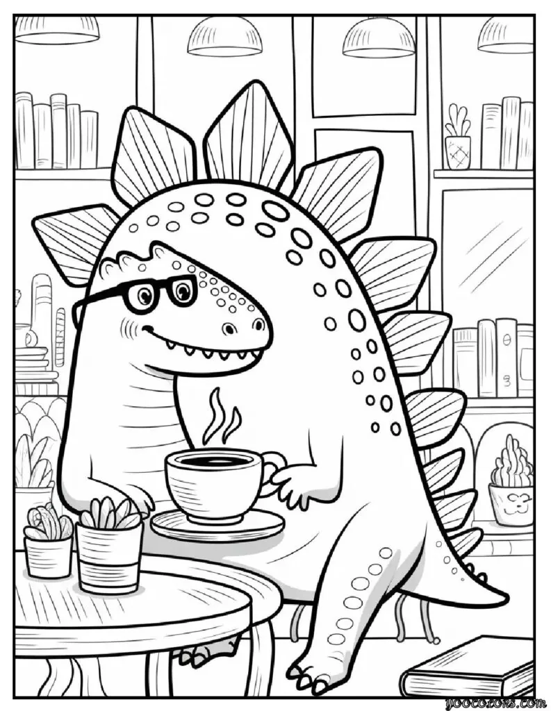 Stegosaurus Coloring Page: Fun, Creative, and Educational Dinosaur Printables 16 Stegosaurus coloring pages Stegosaurus Coffee Shop Scene pdf