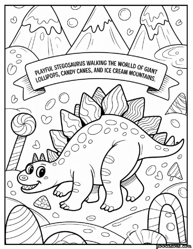 Stegosaurus Coloring Page: Fun, Creative, and Educational Dinosaur Printables 12 Stegosaurus coloring pages Stegosaurus in Candyland pdf
