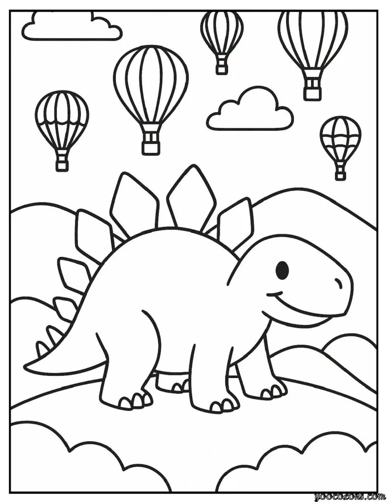 Stegosaurus Coloring Page: Fun, Creative, and Educational Dinosaur Printables 3 Stegosaurus coloring pages Stegosaurus with Hot Air Balloons pdf