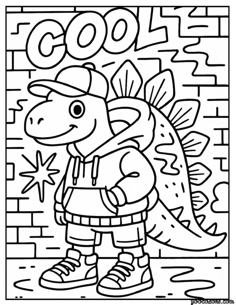 Stegosaurus Coloring Page: Fun, Creative, and Educational Dinosaur Printables 9 Stegosaurus coloring pages Stegosaurus with Streetwear pdf