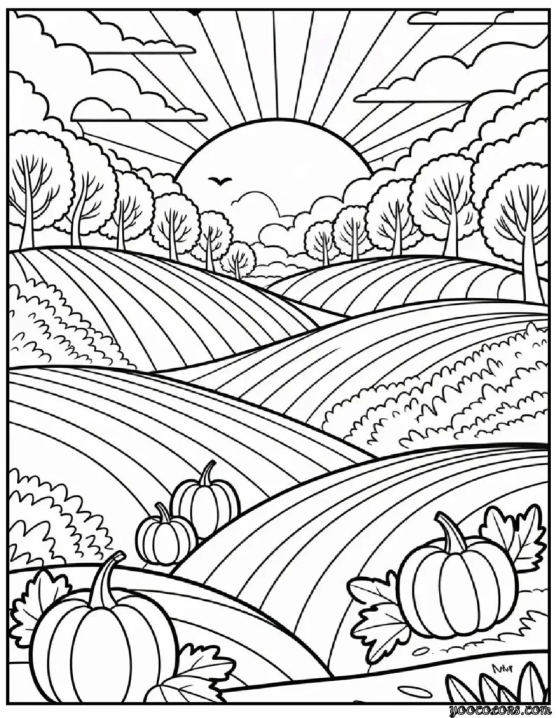 Autumn Fall Coloring Pages – Cozy, Printable & Fun for All Ages 10 Sunset Over Autumn Hills.webpautumn fall coloring pages pdf