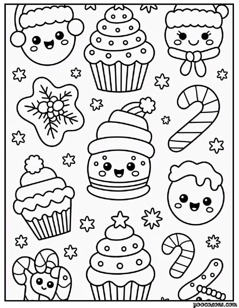 Christmas Coloring Pages Printable – Free Festive Fun for All Ages 20 christmas coloring pages printable Kawaii Christmas Desserts.webp pdf