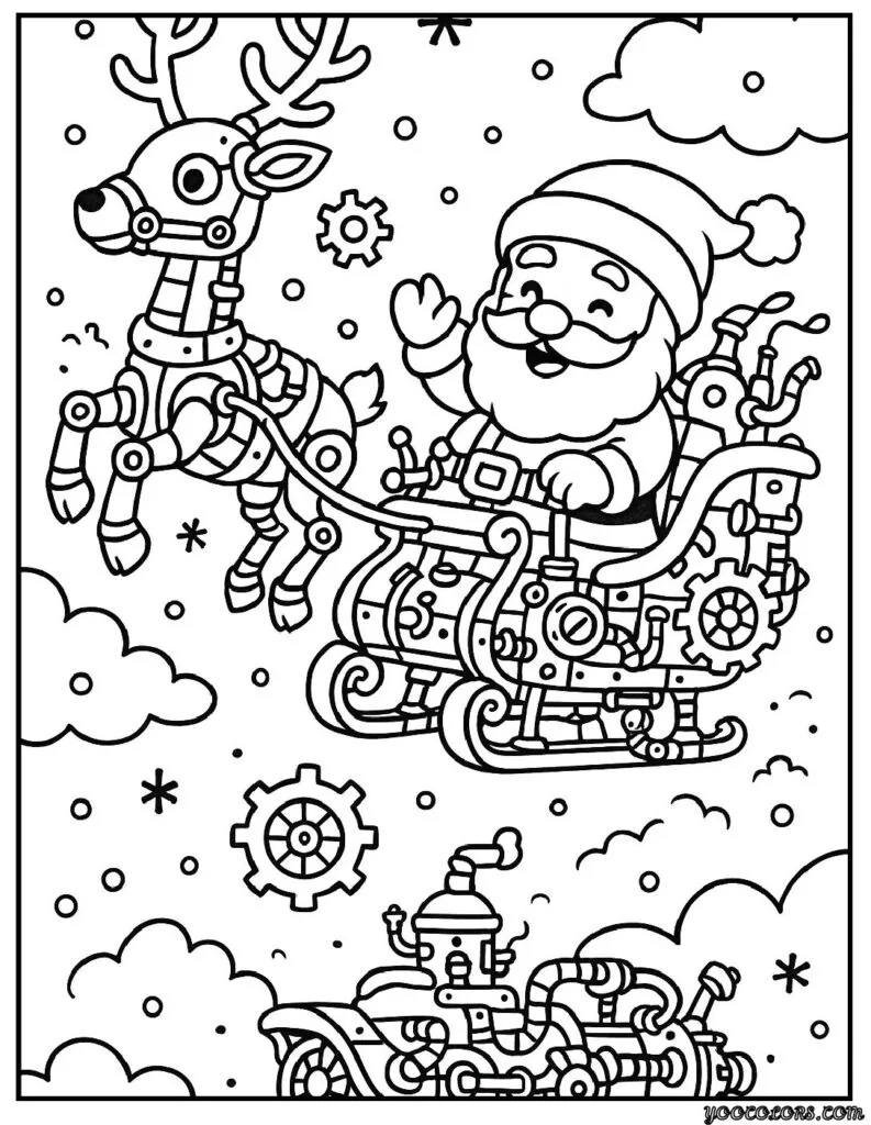 Christmas Coloring Pages Printable – Free Festive Fun for All Ages 31 christmas coloring pages printable Steampunk Santa Sleigh.webp pdf