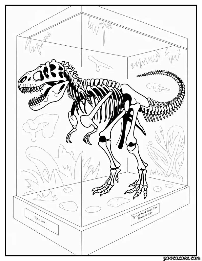 Dinosaur Skeleton Coloring Pages – Fun Fossil Printables for Kids 4 dinosaur skeleton coloring pages T Rex Fossil Display.webp 1 pdf