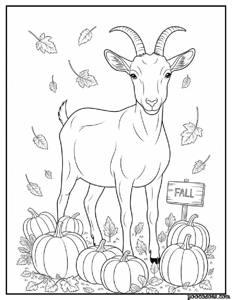 Goat Coloring Pages: Fun, Relaxing & Educational 12 goat coloring pages goat in pumpkin patch fall theme goat.webp pdf