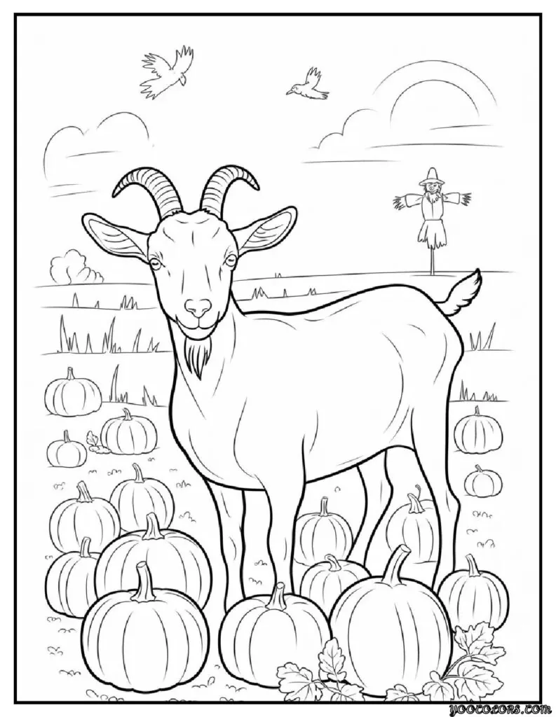 Goat Coloring Pages: Fun, Relaxing & Educational 5 goat coloring pages goat in the pumpkin patch.webp pdf