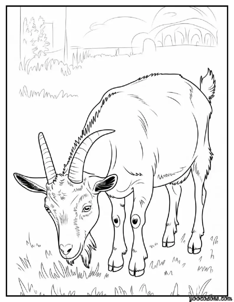 Goat Coloring Pages: Fun, Relaxing & Educational 10 goat coloring pages realistic goat grazing detailed goat .webp pdf