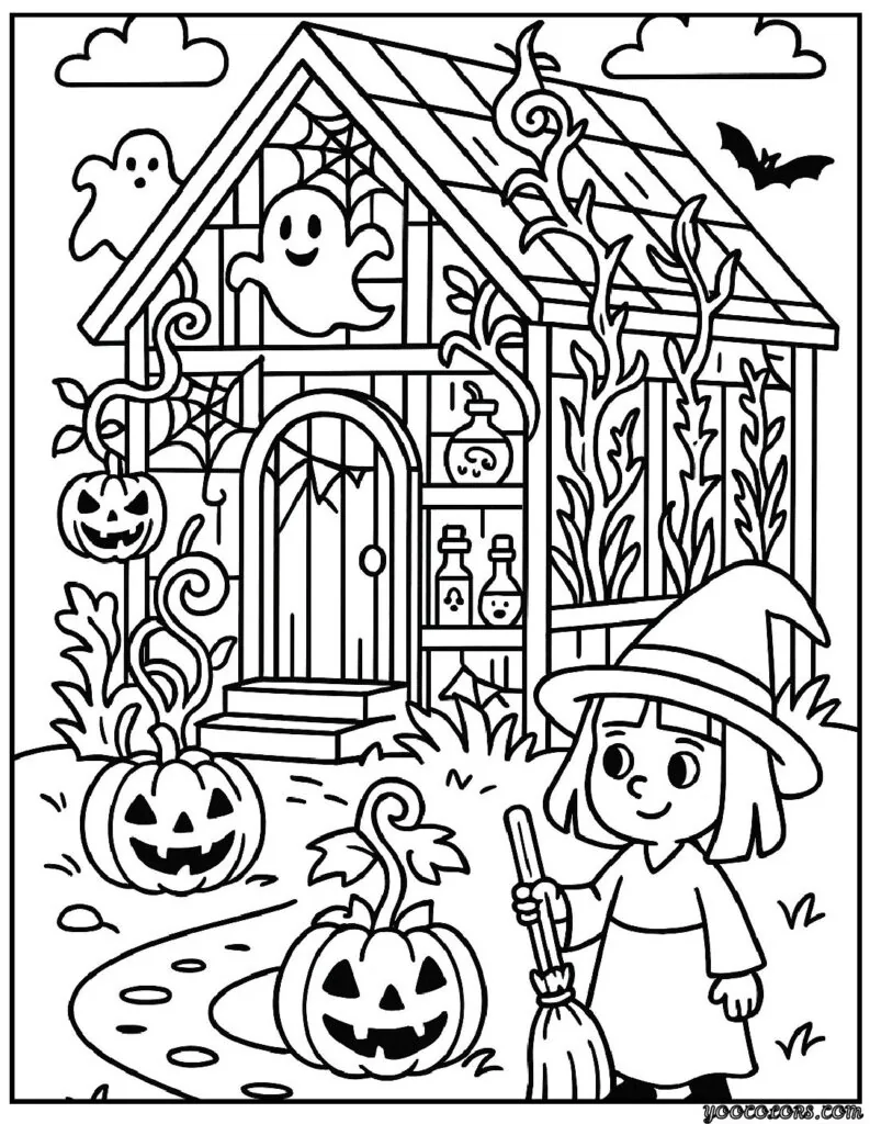 Halloween Coloring Pages Haunted House – Free Printables & Spooky Fun 12 halloween coloring pages haunted house Witchs Haunted Greenhouse.webp pdf
