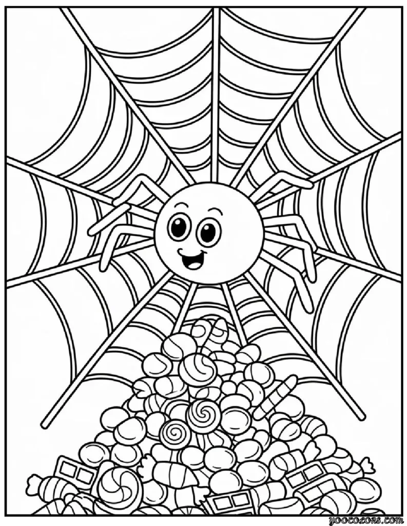 Halloween Coloring Pages Spider: Spooky-Cute Fun for Every Age 3 halloween coloring pages spider Candy Web Spider.webp pdf