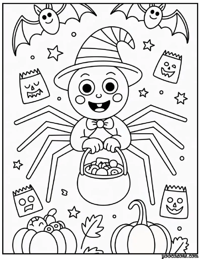 Halloween Coloring Pages Spider: Spooky-Cute Fun for Every Age 5 halloween coloring pages spider Cute Spider Trick or Treating.webp pdf