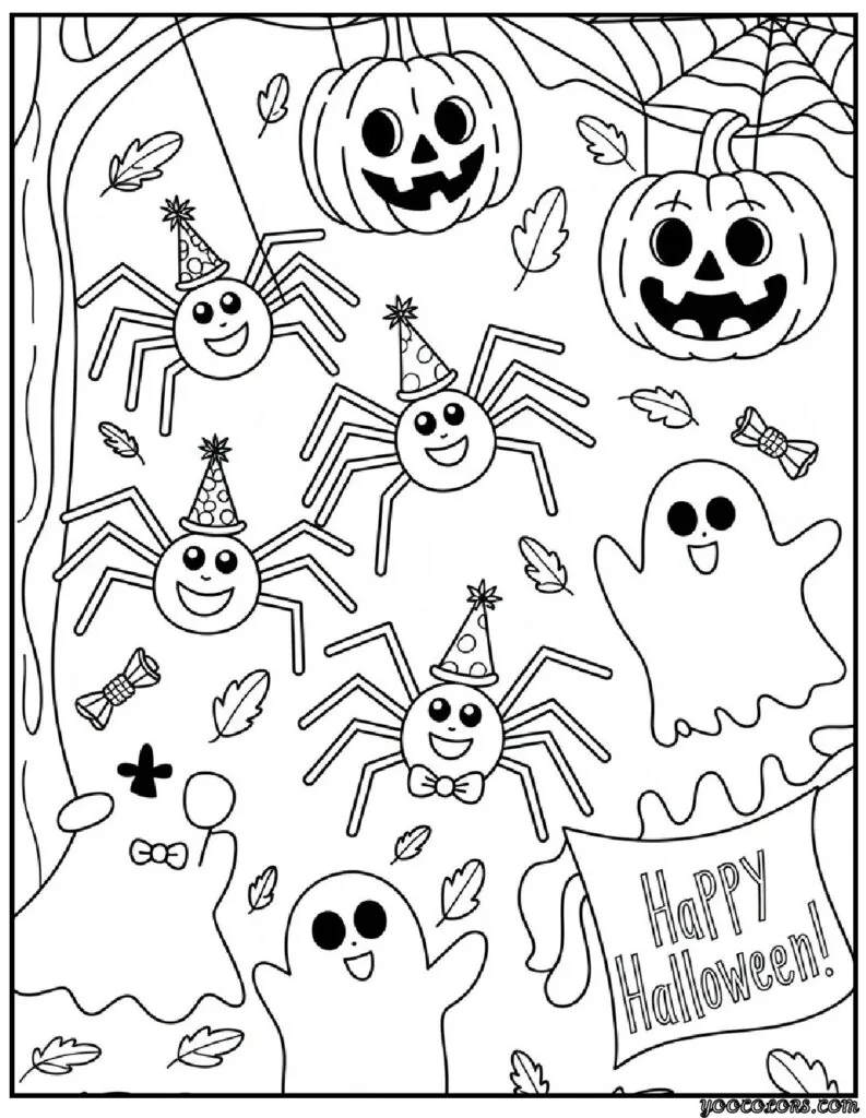 Halloween Coloring Pages Spider: Spooky-Cute Fun for Every Age 10 halloween coloring pages spider Spider and Ghost Party.webp pdf