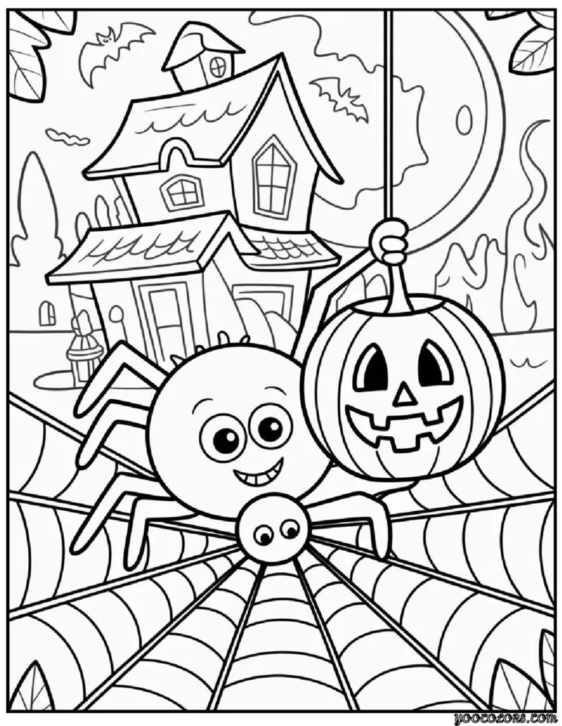 Halloween Coloring Pages Spider: Spooky-Cute Fun for Every Age 12 halloween coloring pages spider Spider with a Pumpkin Lantern 2.webp pdf