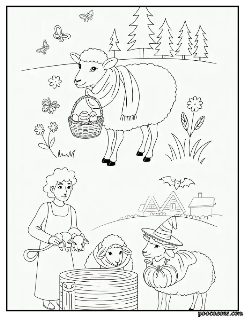 Sheep Coloring Pages: Free, Printable, and Fun for All Ages 15 sheep coloring pages easter sheep with egg basket lamb.webp pdf
