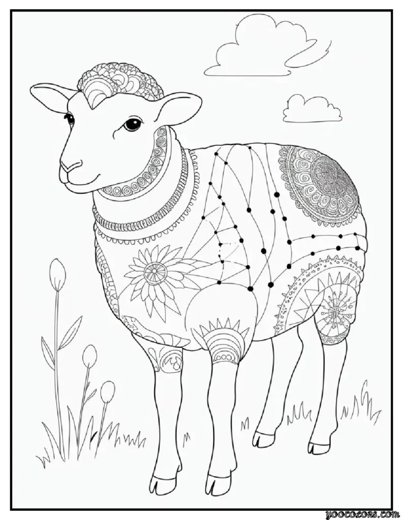 Sheep Coloring Pages: Free, Printable, and Fun for All Ages 13 sheep coloring pages mandala sheep adult style sheep body.webp pdf
