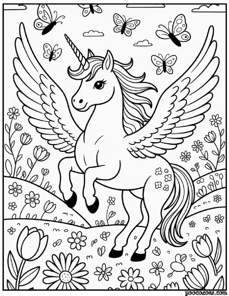 Winged Unicorn Coloring Pages: Magical Printables for Creative Kids and Calm Parents 12 Winged Unicorn Coloring Pages 1 pdf
