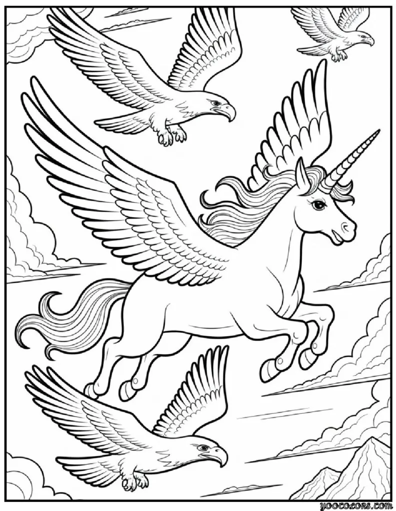 Winged Unicorn Coloring Pages: Magical Printables for Creative Kids and Calm Parents 9 Winged Unicorn Coloring Pages 2 pdf