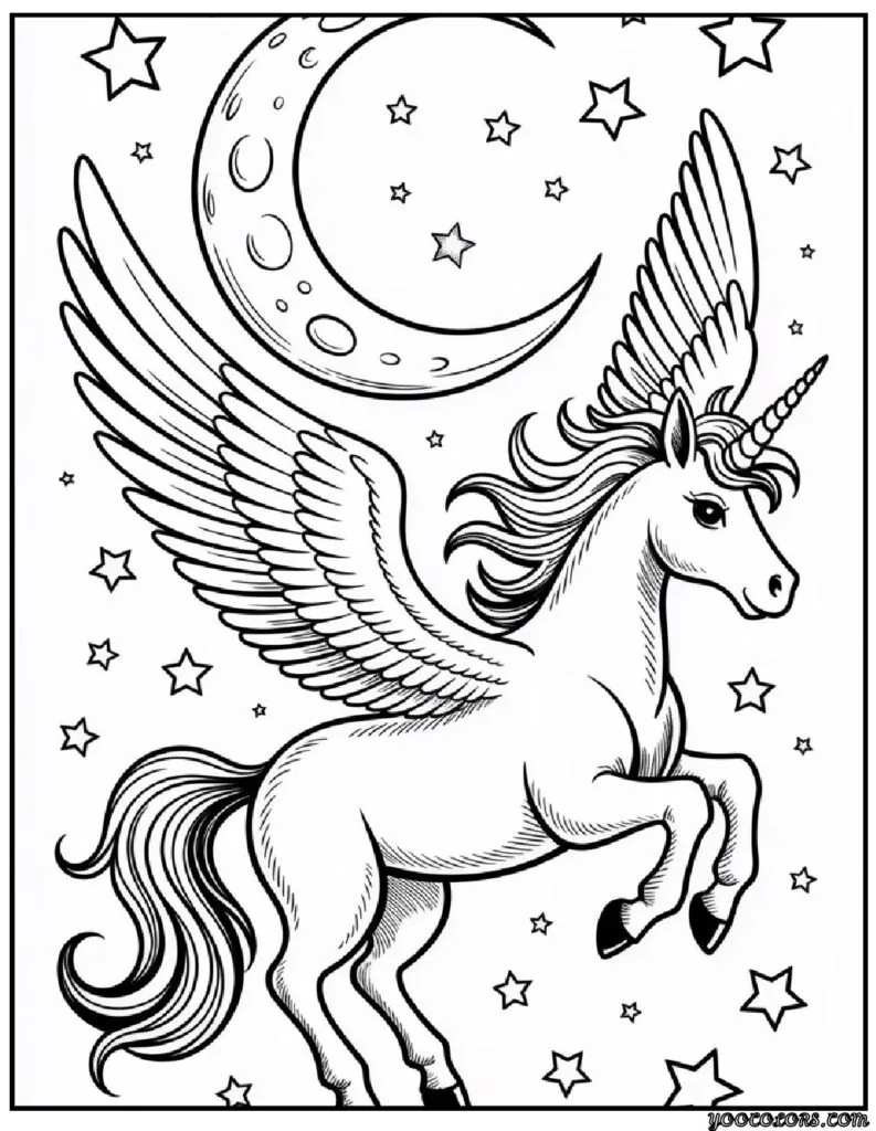 Winged Unicorn Coloring Pages: Magical Printables for Creative Kids and Calm Parents 10 Winged Unicorn Coloring Pages 3 pdf