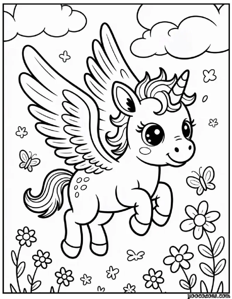 Winged Unicorn Coloring Pages: Magical Printables for Creative Kids and Calm Parents 8 Winged Unicorn Coloring Pages 5 pdf