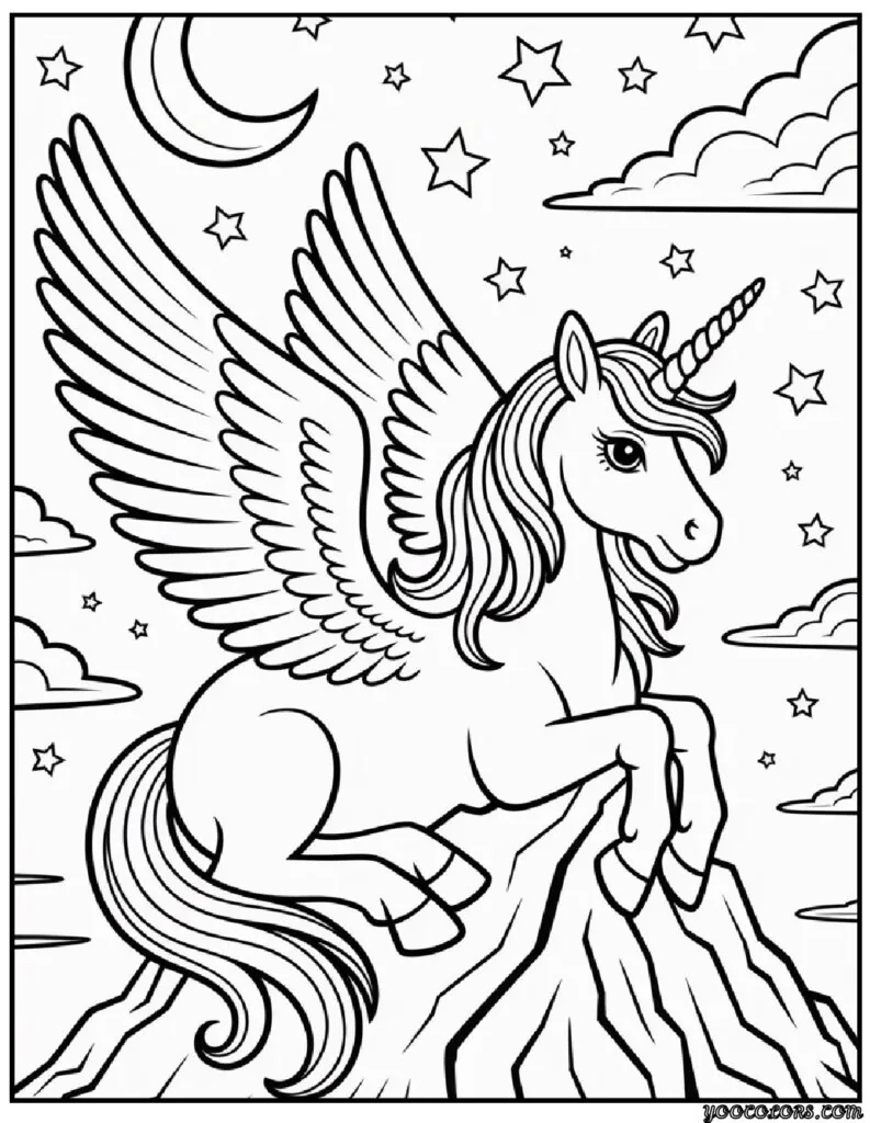 Winged Unicorn Coloring Pages: Magical Printables for Creative Kids and Calm Parents 5 Winged Unicorn Coloring Pages 6 pdf