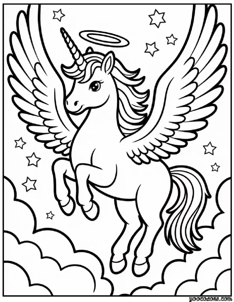Winged Unicorn Coloring Pages: Magical Printables for Creative Kids and Calm Parents 6 Winged Unicorn Coloring Pages 7 pdf
