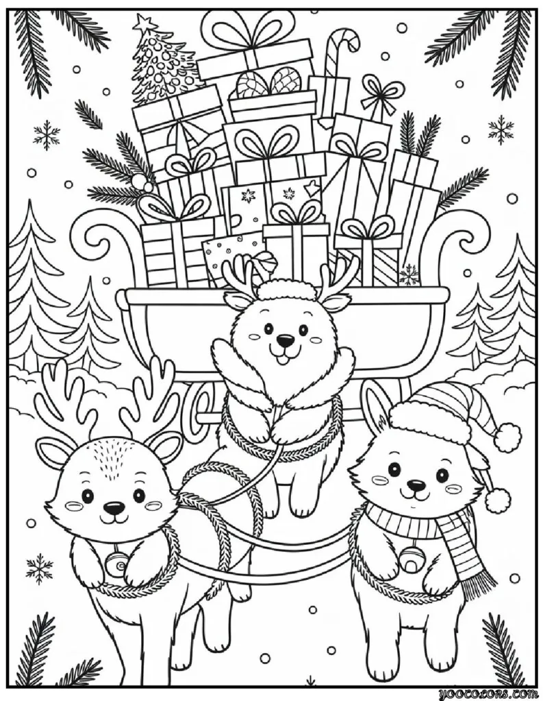 Animal Coloring Pages Christmas: Cute Winter Friends for Kids to Color 12 animal coloring pages christmas 1 pdf