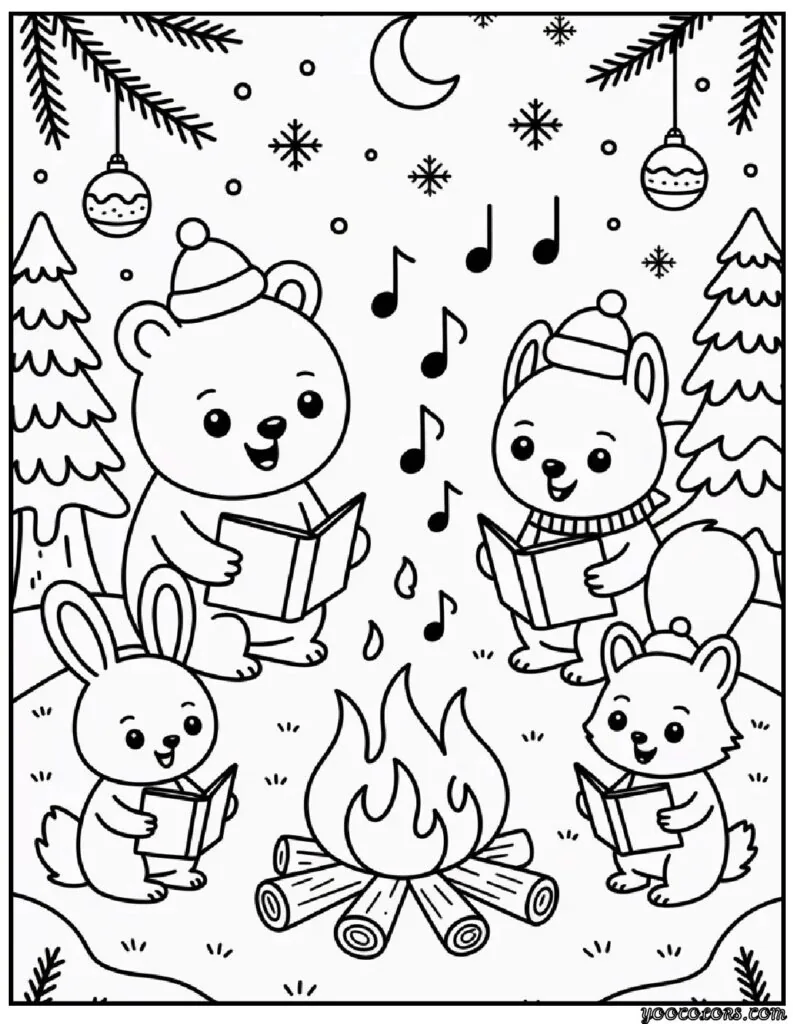 Animal Coloring Pages Christmas: Cute Winter Friends for Kids to Color 10 animal coloring pages christmas 3 pdf