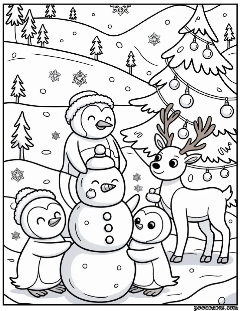 Animal Coloring Pages Christmas: Cute Winter Friends for Kids to Color 7 animal coloring pages christmas 4 pdf