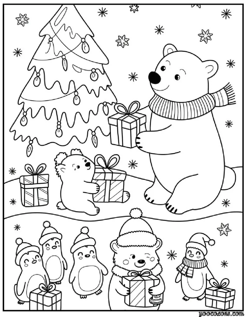 Animal Coloring Pages Christmas: Cute Winter Friends for Kids to Color 8 animal coloring pages christmas 5 pdf
