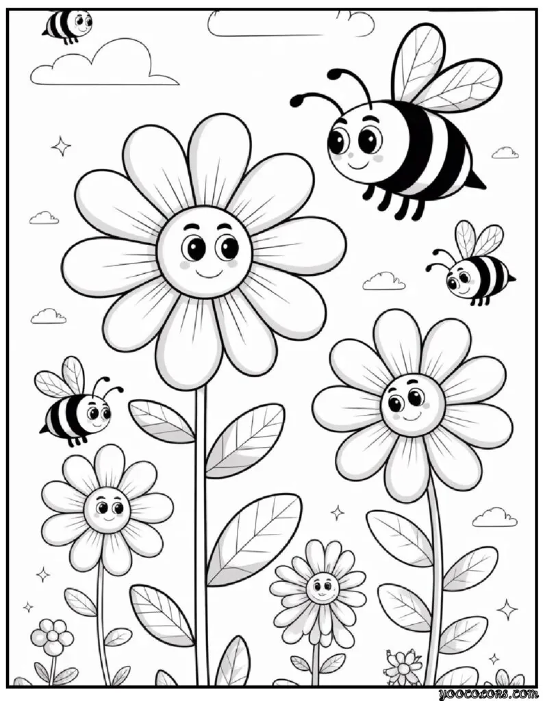 Kids Coloring Pages Flowers (Free Printable & PDF) 4 kids coloring pages flowers pdf
