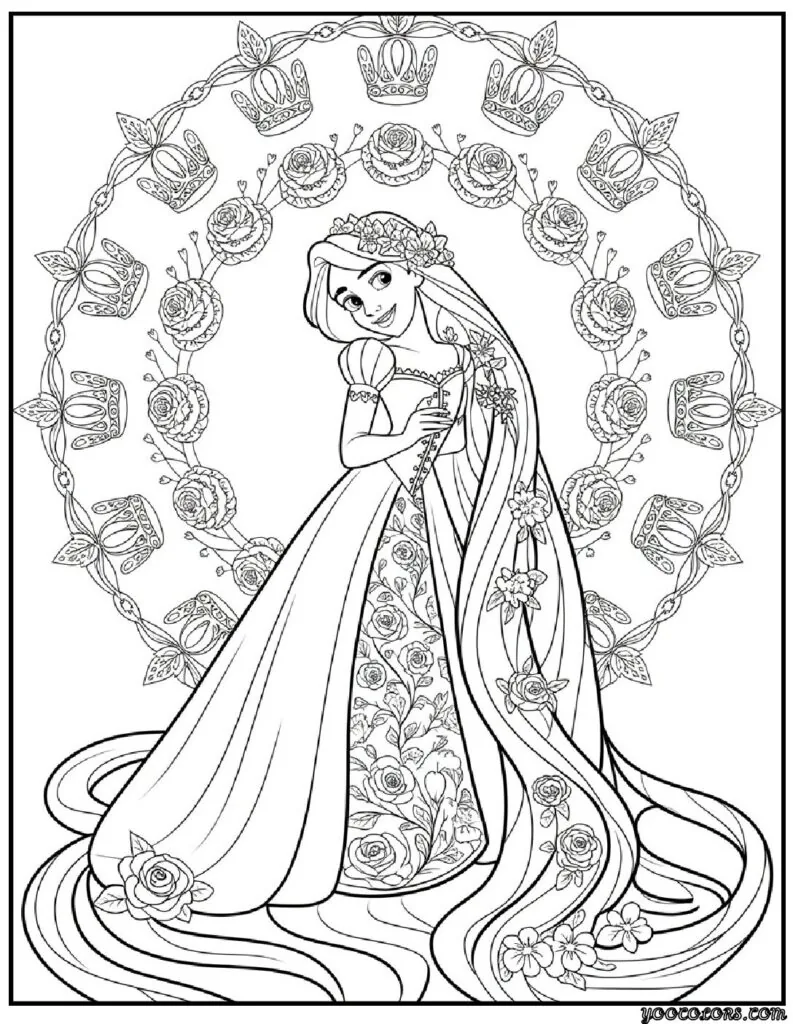 Princess Coloring Pages for Adults – Relaxation Meets Royal Imagination 5 princess coloring pages for adults 3 pdf