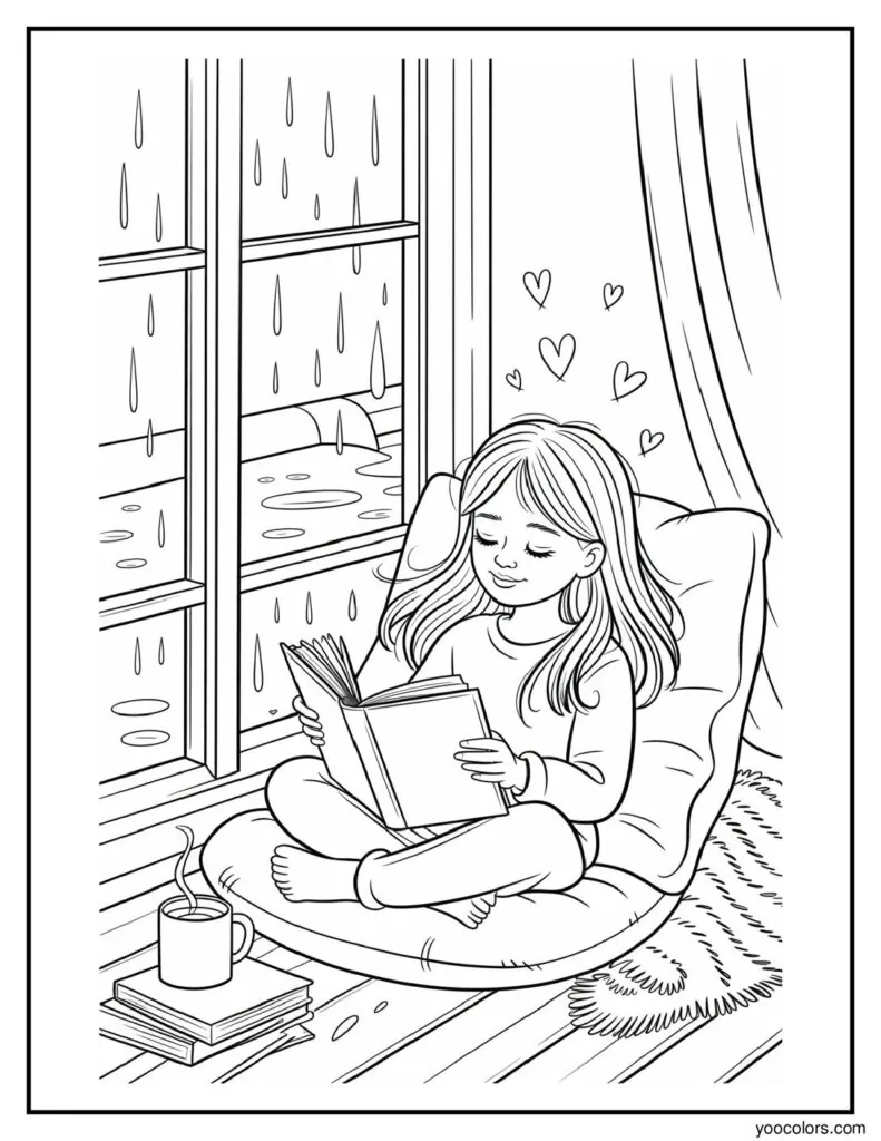 Cozy Girl Coloring Pages – Relaxing, Aesthetic & Free to Print 5 cozy girl coloring pages 5 pdf