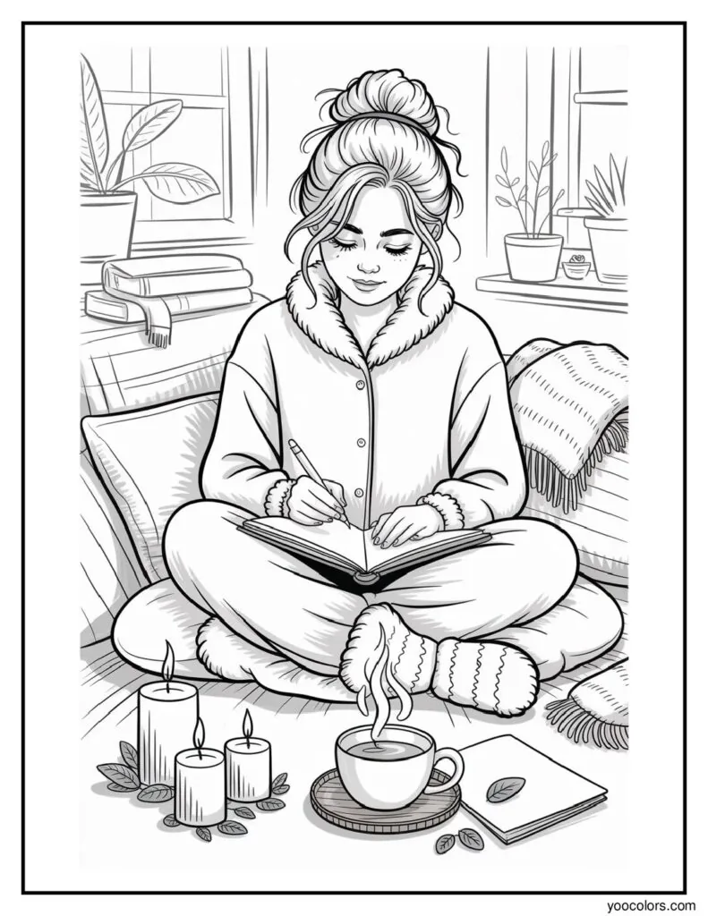 Cozy Girl Coloring Pages – Relaxing, Aesthetic & Free to Print 10 cozy girl coloring pages 8 pdf