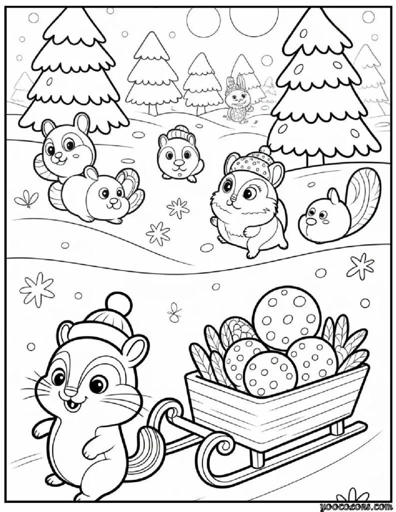 Cozy Winter Fun: Woodland Animals Christmas Coloring Pages 5 woodland animal christmas Coloring Pages 3 pdf