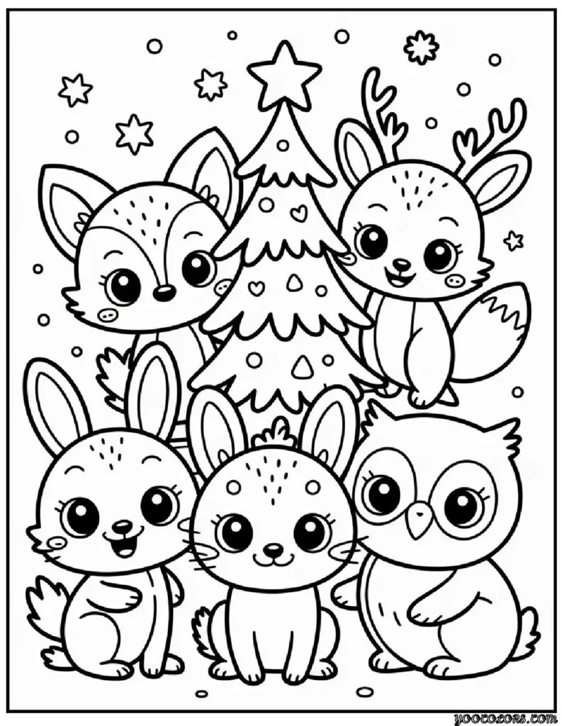 Cozy Winter Fun: Woodland Animals Christmas Coloring Pages 4 woodland animal christmas Coloring Pages pdf