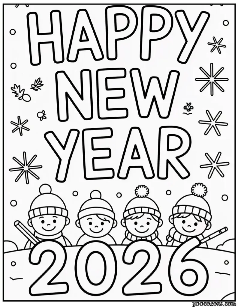 Happy New Year Coloring Pages: Festive, Fun, and Free Printables for 2026 12 happy new year coloring pages 11 pdf