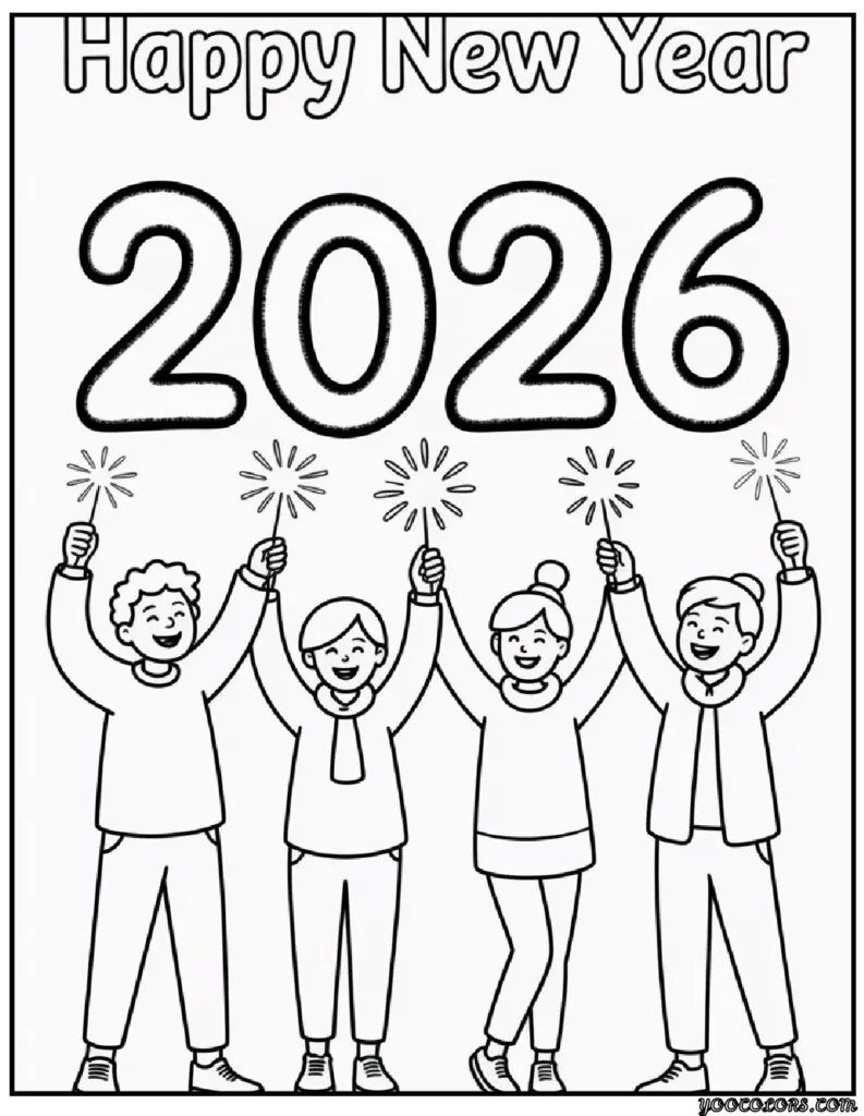 Happy New Year Coloring Pages: Festive, Fun, and Free Printables for 2026 6 happy new year coloring pages 17 pdf