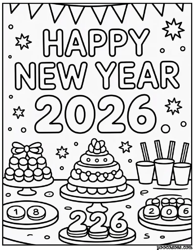 Happy New Year Coloring Pages: Festive, Fun, and Free Printables for 2026 15 happy new year coloring pages 6 pdf