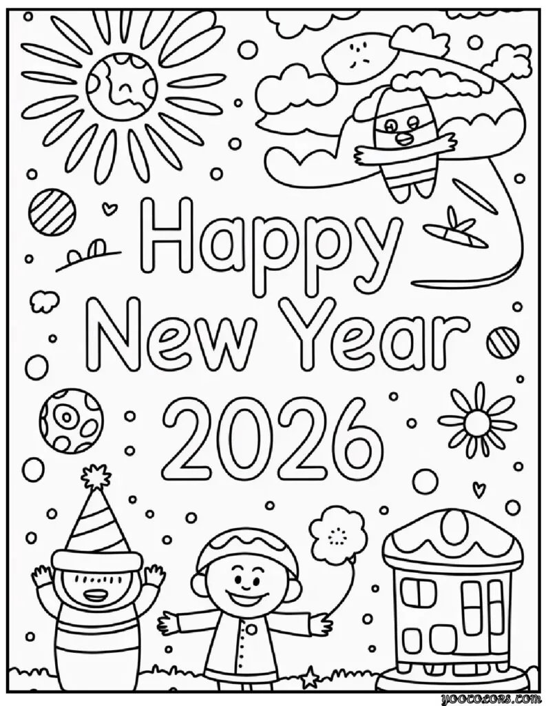 Happy New Year Coloring Pages: Festive, Fun, and Free Printables for 2026 13 happy new year coloring pages 8 pdf